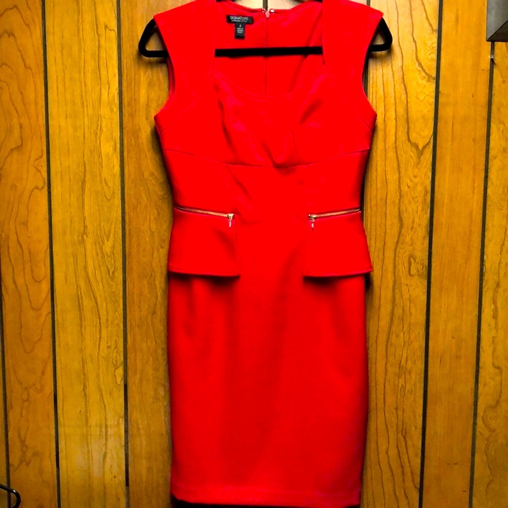 Signature London Style red peplum dress